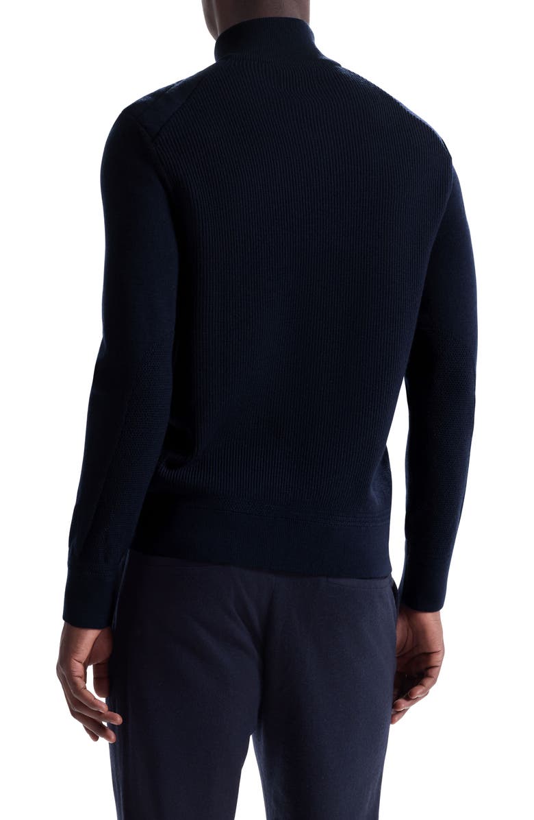 Bugatchi Merino Wool Quarter Zip Polo Sweater, Alternate, color, Navy