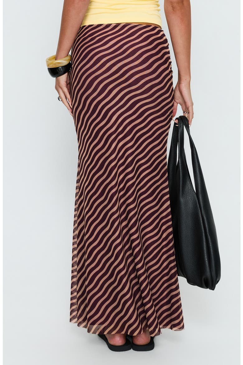 Caviar Stripe Tie Waist Maxi Skirt, Alternate, color, BROWN STRIPE