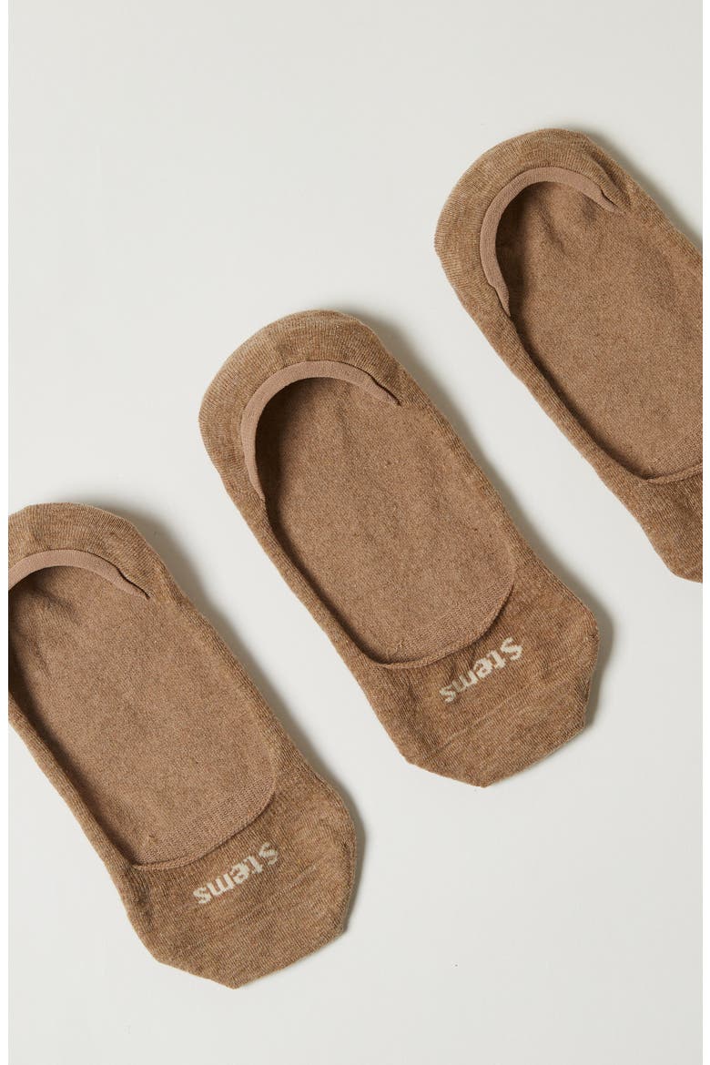 Assorted 3-Pack Cotton Blend No-Show Socks, Alternate, color, BROWN
