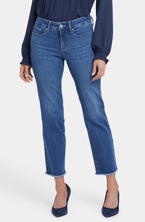 Marilyn Fray Hem Straight Ankle Jeans