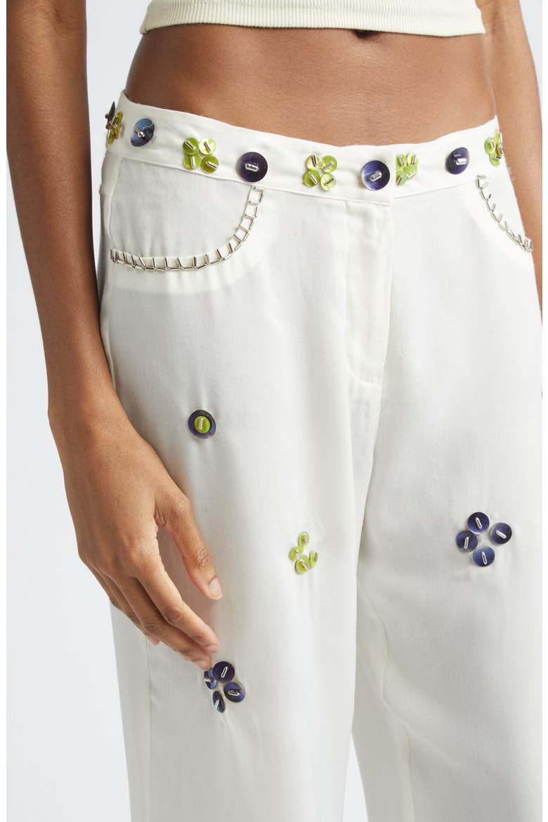 Brity Embellished Low Rise Straight Leg Pants, Alternate, color, ECRU