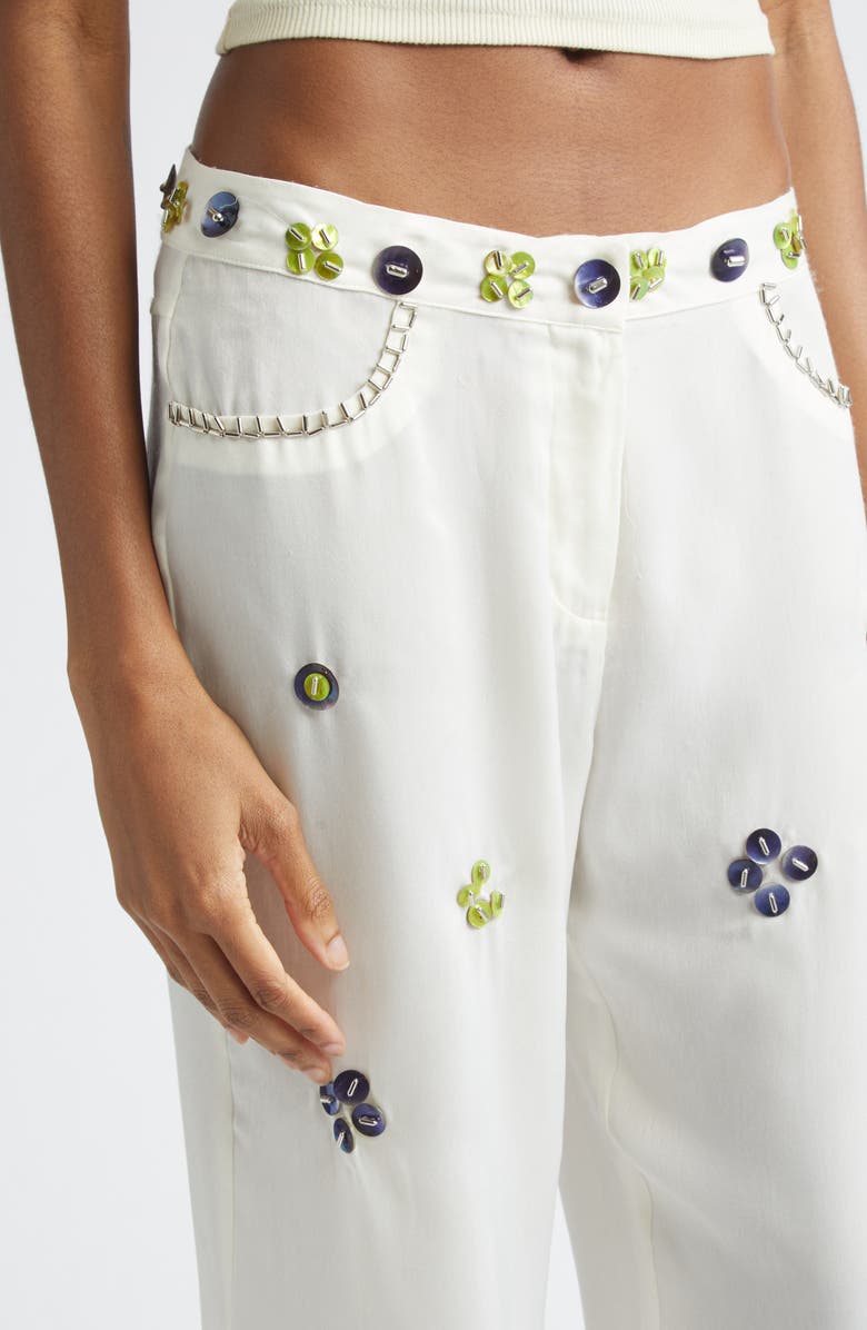 Siedrés Brity Embellished Low Rise Straight Leg Pants, Alternate, color, Ecru