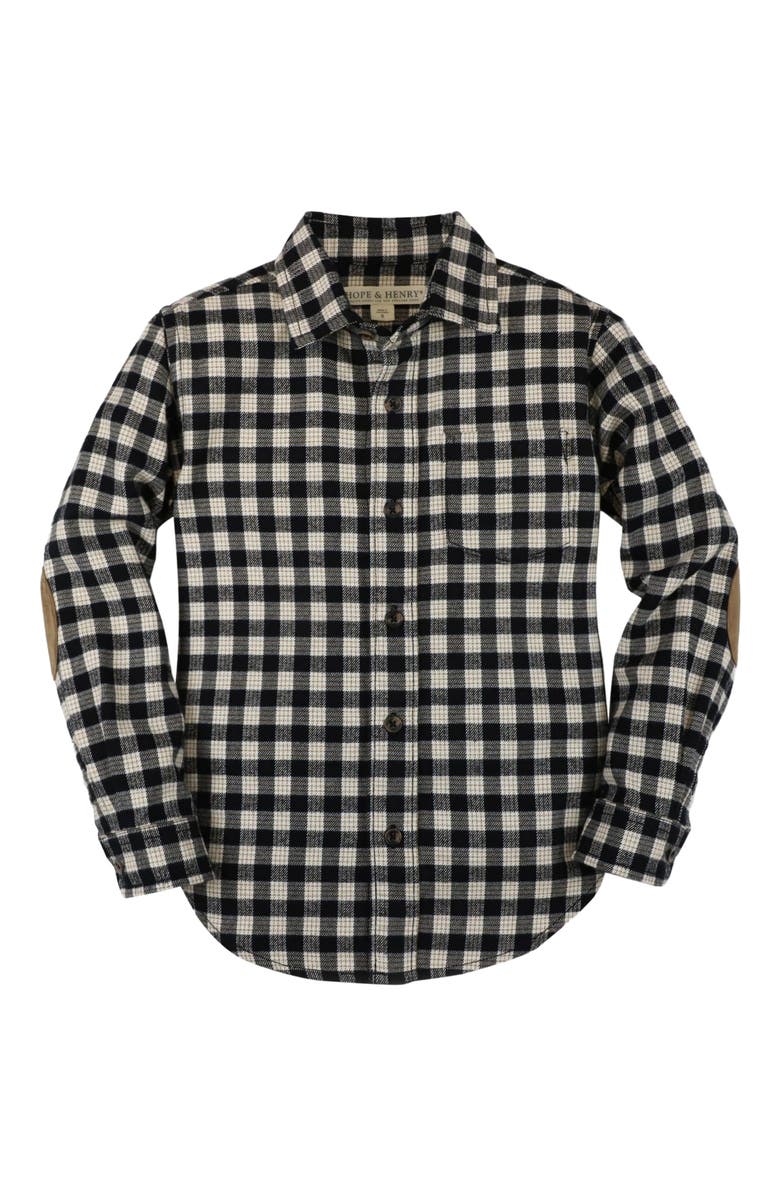 Hope & Henry Boys' Organic Flannel Shirt with Elbow Patches, Kids, Alternate, color,