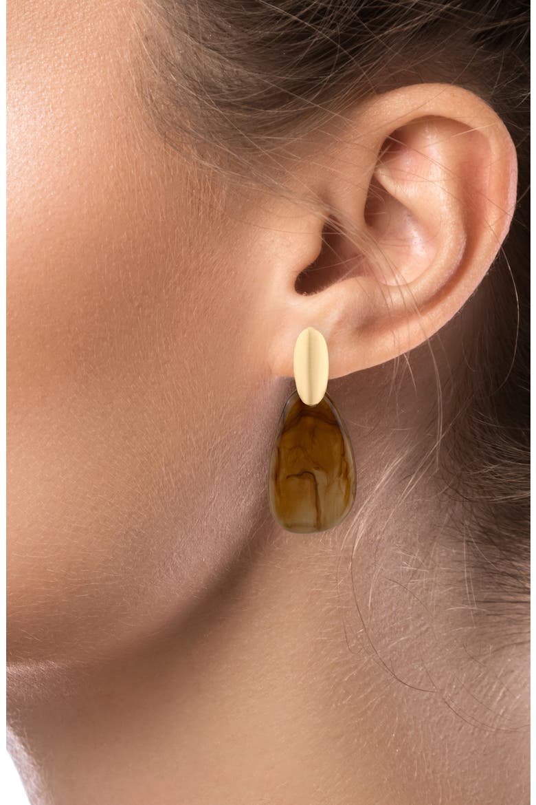 Resin Teardrop Earrings (Nordstrom Exclusive), Alternate, color, BROWN/ GOLD