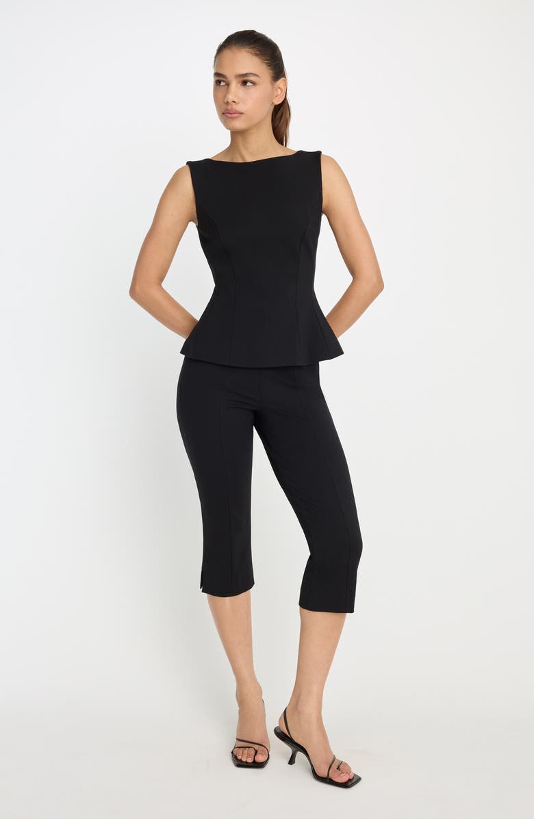 Good American Soft Stretch Sleeveless Ponte Top, Alternate, color, Black001