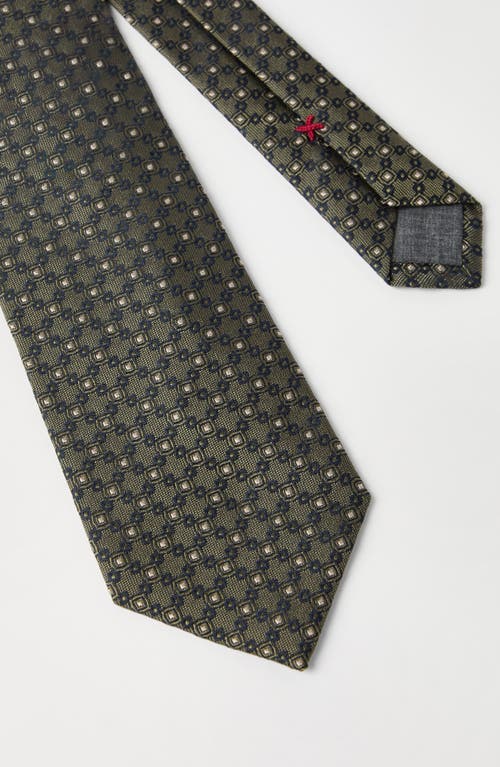Brunello Cucinelli Necktie With Jacquard Pattern In Khaki