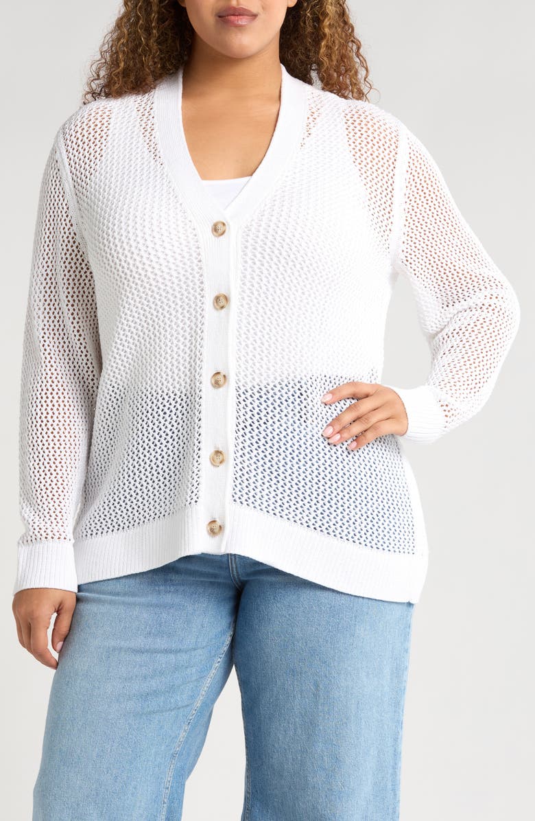 Caslon<sup>®</sup> Open Stitch Cotton Cardigan, Alternate, color, 