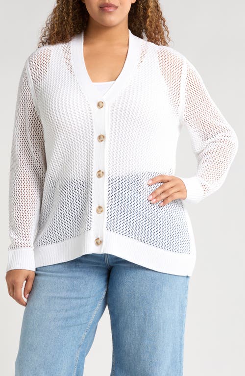 Shop Caslonr Caslon(r) Open Stitch Cotton Cardigan In White