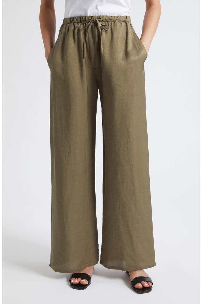 Daniel Wide Leg Linen Blend Drawstring Pants, Main, color, CYPRESS