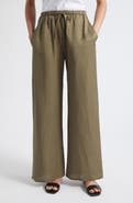 LESET Daniel Wide Leg Linen Blend Drawstring Pants