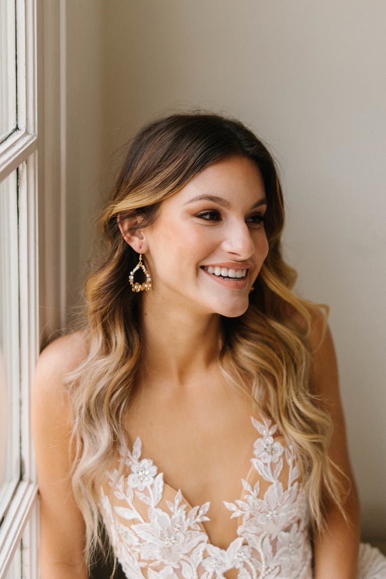 Maise Bridal Earrings, Alternate, color, Gold