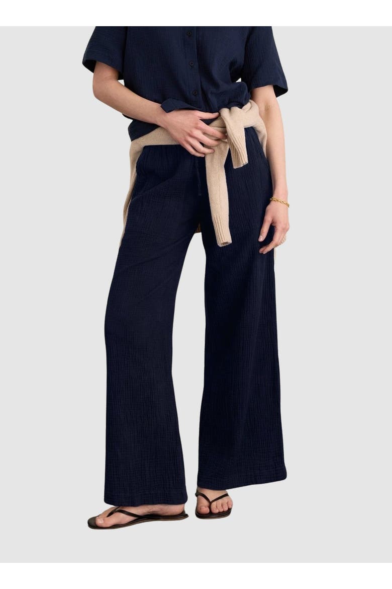Melrose Textured Wide Leg Trousers, Main, color, Deep Indigo