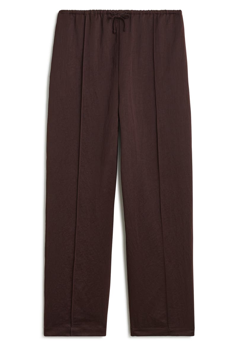 Pintuck Slim Pull-On Pants, Alternate, color, DARK CAROB