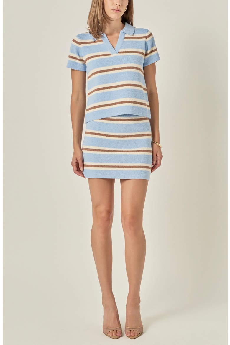 Striped Polo, Alternate, color, POWDER BLUE/ BROWN