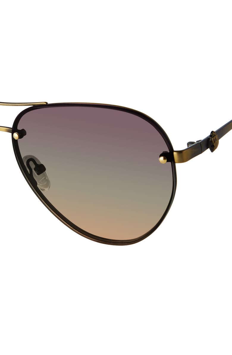 Kurt Geiger London Shoreditch 60mm Rimless Aviator Sunglasses, Alternate, color, Gold Havana/ Violet Green