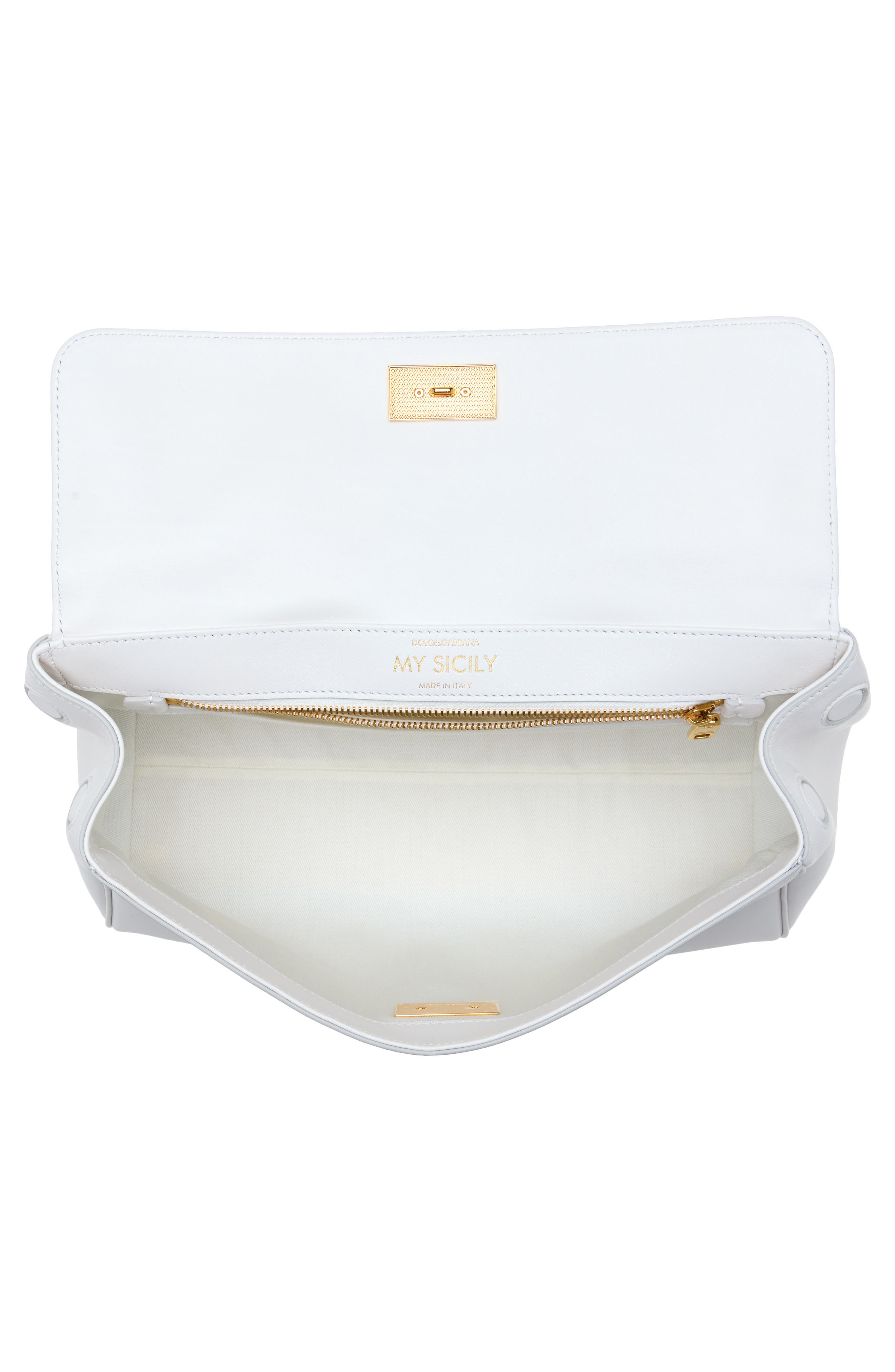 My Sicily East/West Plongé Leather Top Handle Bag, Alternate, color, 8H006 BIANCO NATURALE