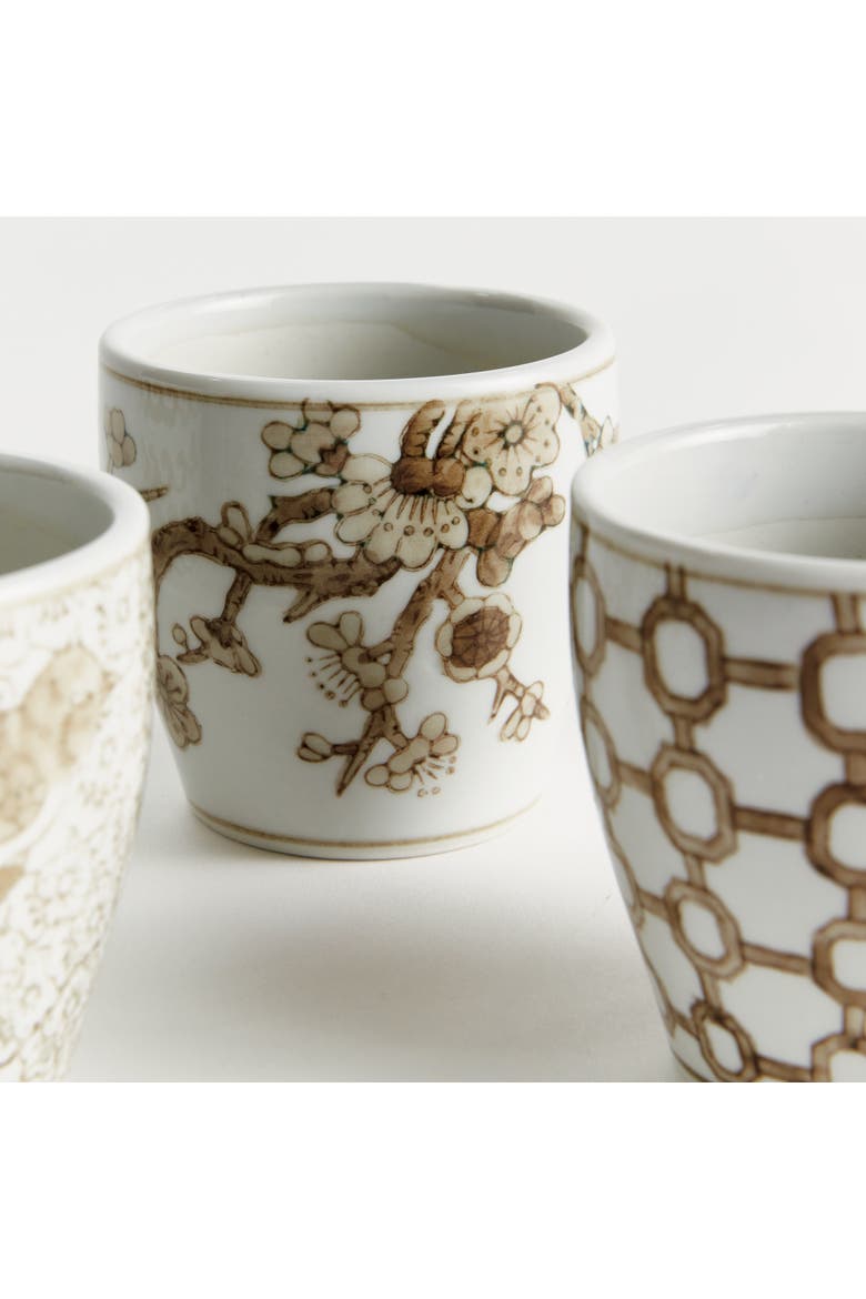 Brown & White Ceramic Province Mini Flower Pots, Set of 6, Alternate, color, Brown