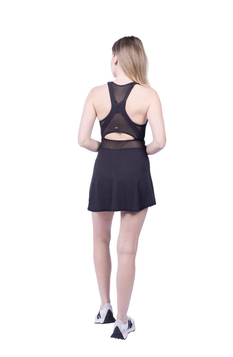 Lezat Leena Organic Cotton & Mesh Sport Dress, Alternate, color, Black