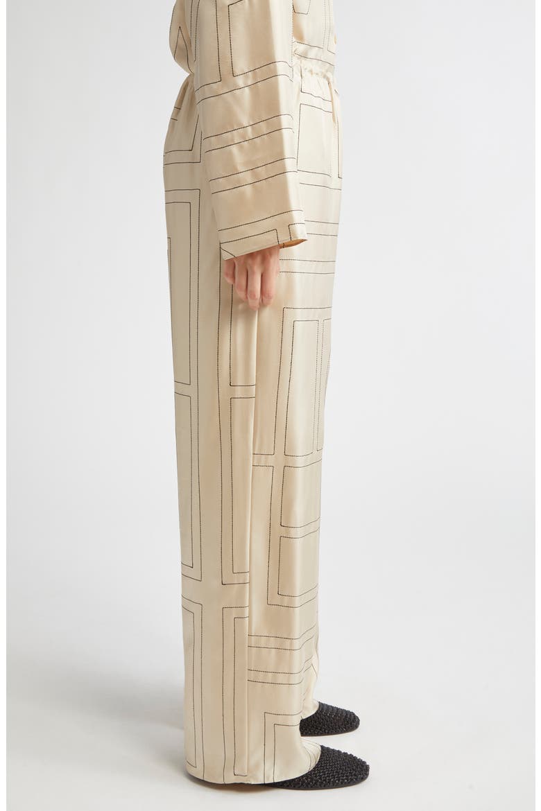 Totême Monogram Silk Pajama Bottoms, Alternate, color, IVORY MONOGRAM