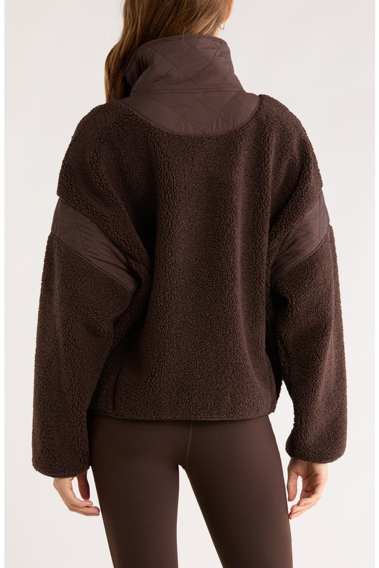 Snowday Faux Shearling Quarter Zip Pullover, Alternate, color, BROWN MOLE'