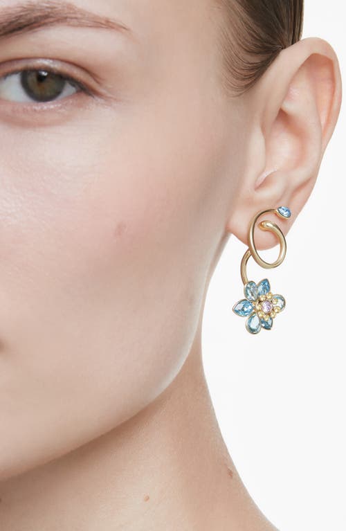 Swarovski Idyllia Gold-tone Plated Asymmetrical Design Drop Earrings In Multi