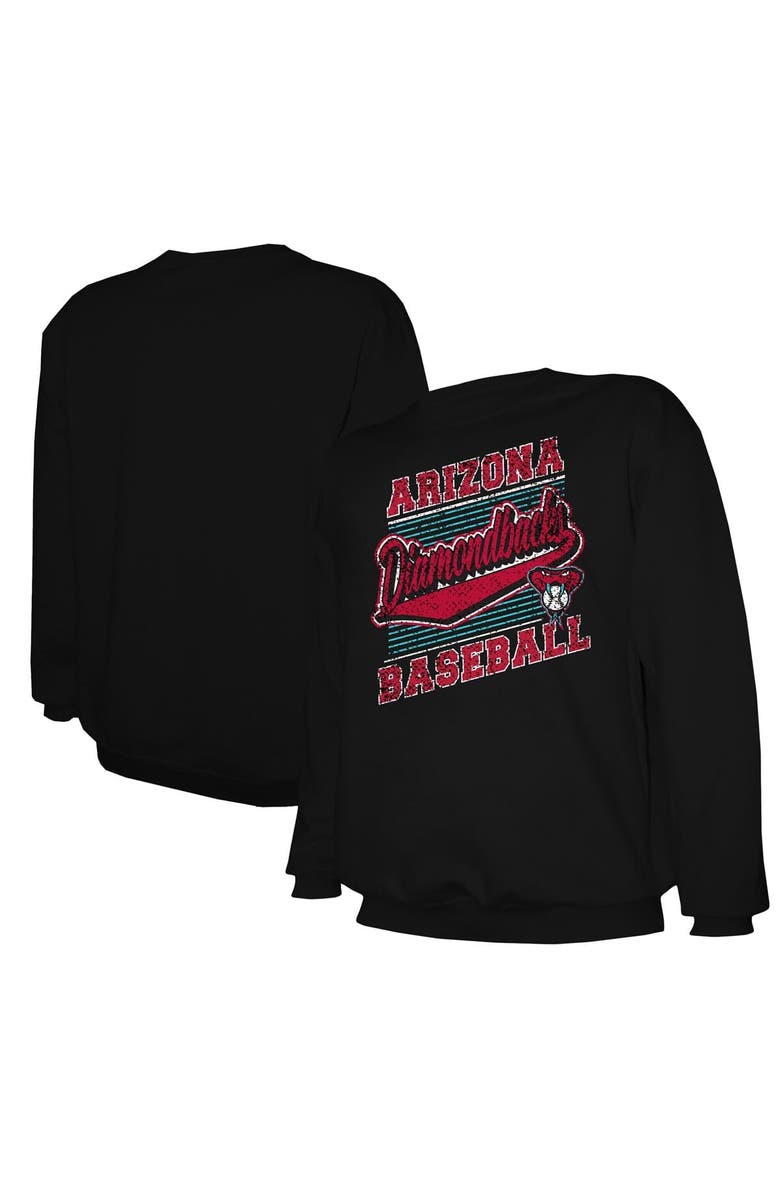 STITCHES Men's Stitches Black Arizona Diamondbacks Lightweight Crew Sweatshirt, Main, color, Black