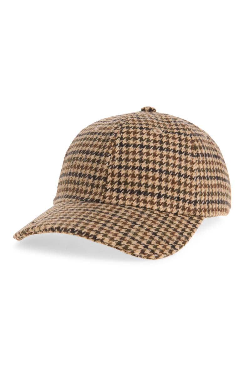 Classic Houndstooth Baseball Cap, Main, color, BROWN