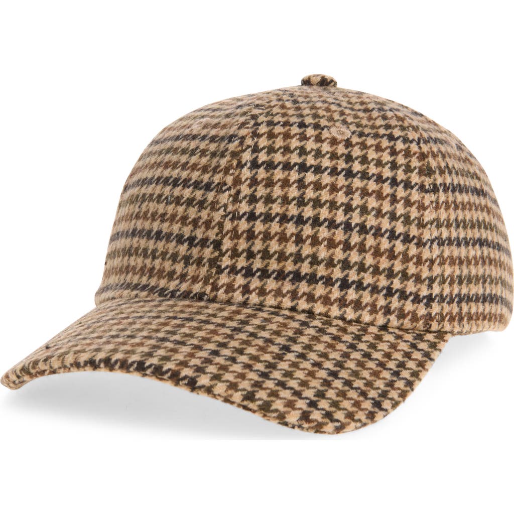 Melrose And Market Classic Houndstooth Baseball Cap In Brown
