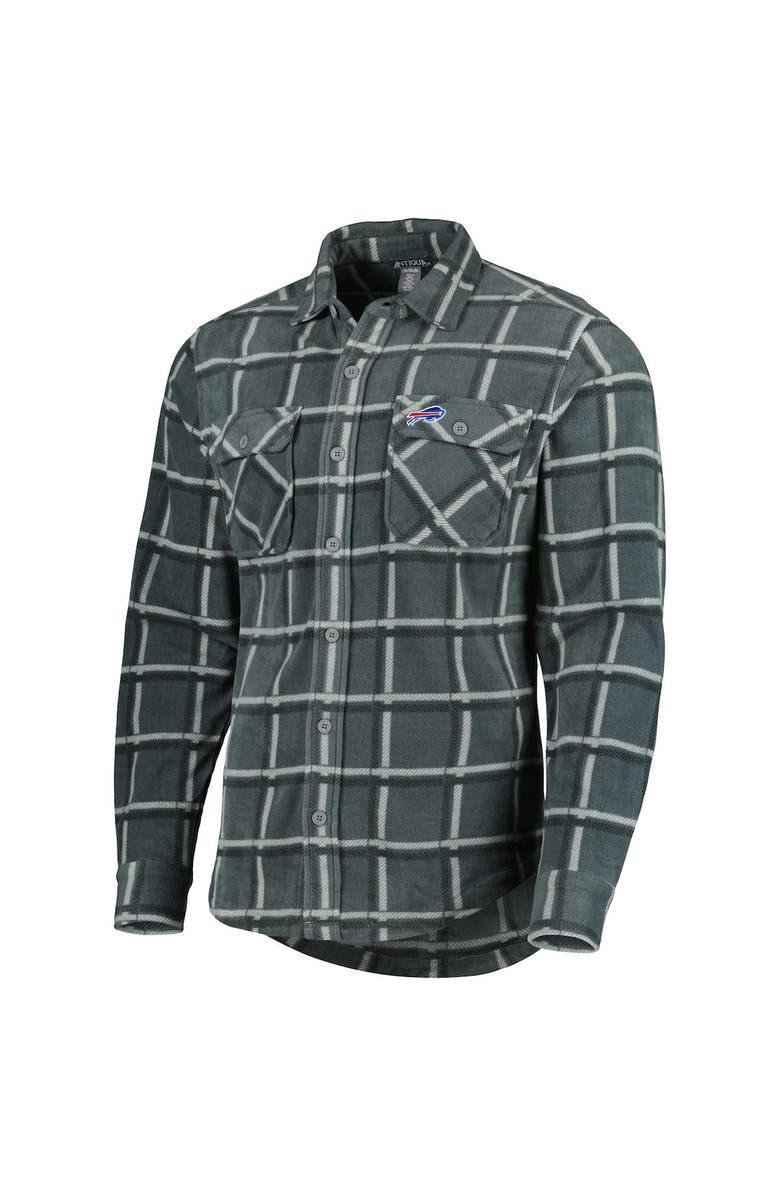 ANTIGUA Men's Antigua Gray Buffalo Bills Industry Flannel Button-Up Shirt Jacket, Alternate, color, 