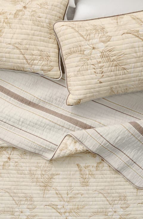 Tropical Floral Cotton Quilt & Sham Set