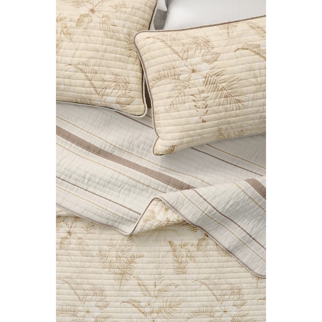 Woven & Weft Tropical Floral Cotton Quilt & Sham Set In Sand Floral