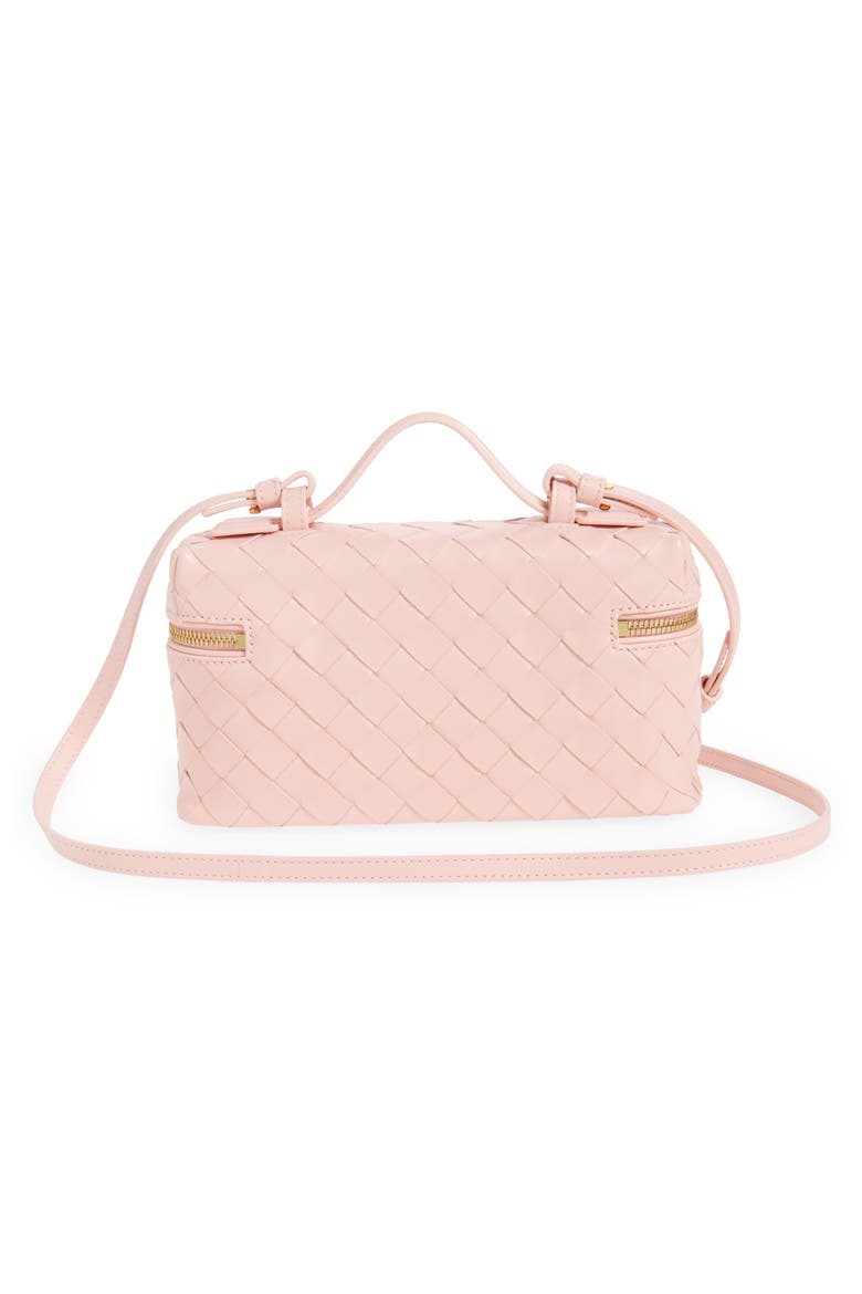 Intrecciato Leather Convertible Vanity Case, Alternate, color, 6850 ROSE-GOLD
