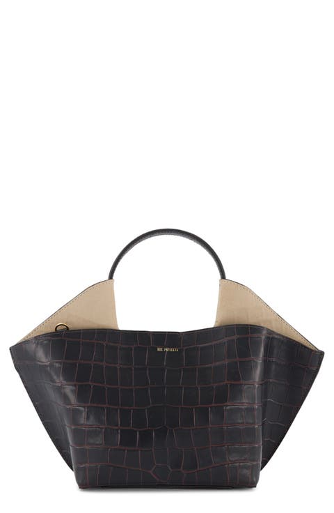 Mini Ann Croc Embossed Leather Tote