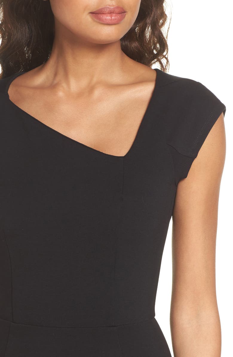 French Connection Lula Asymmetrical Neck Sheath Dress, Alternate, color,