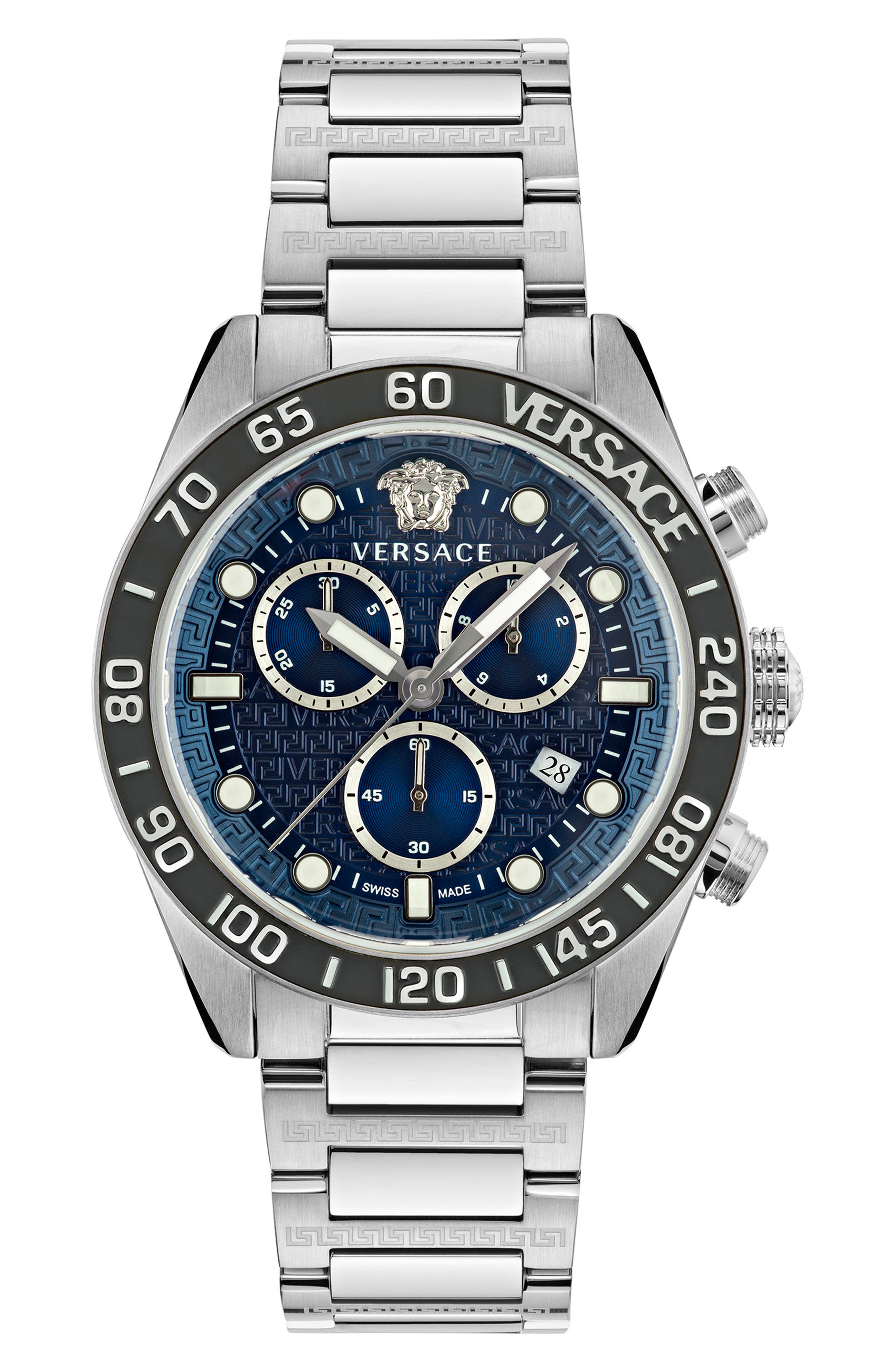 Versace Greca Dome Chronograph Bracelet Watch, 43mm