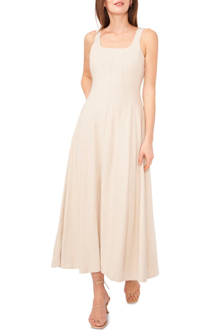 Linen Blend Maxi Dress, Main, color, PEBBLE BROWN