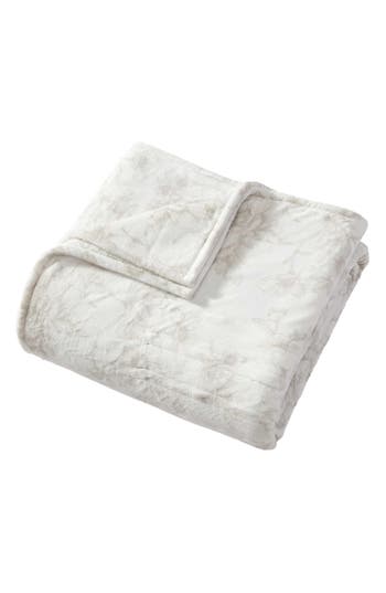 Laura Ashley Wistful Blooms Reversible Faux Shearling Heated Throw Blanket In Neutral