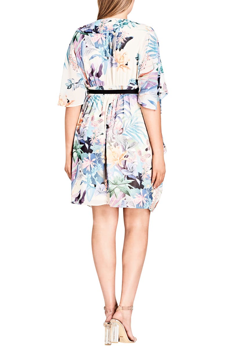 City Chic Jungle Faux Wrap Dress, Alternate, color,