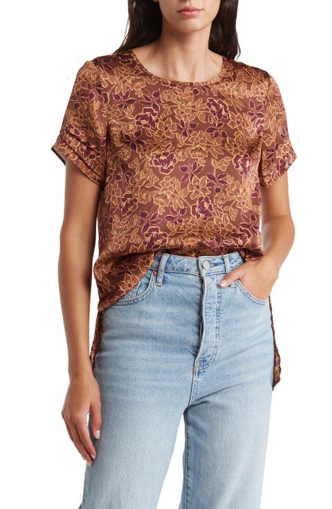 Pinched Sleeve Satin High/Low Top