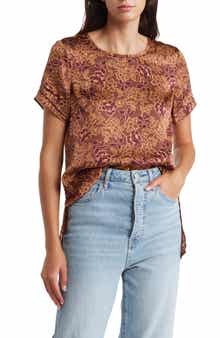 DR2 by Daniel Rainn Pinched Sleeve Satin High/Low Top