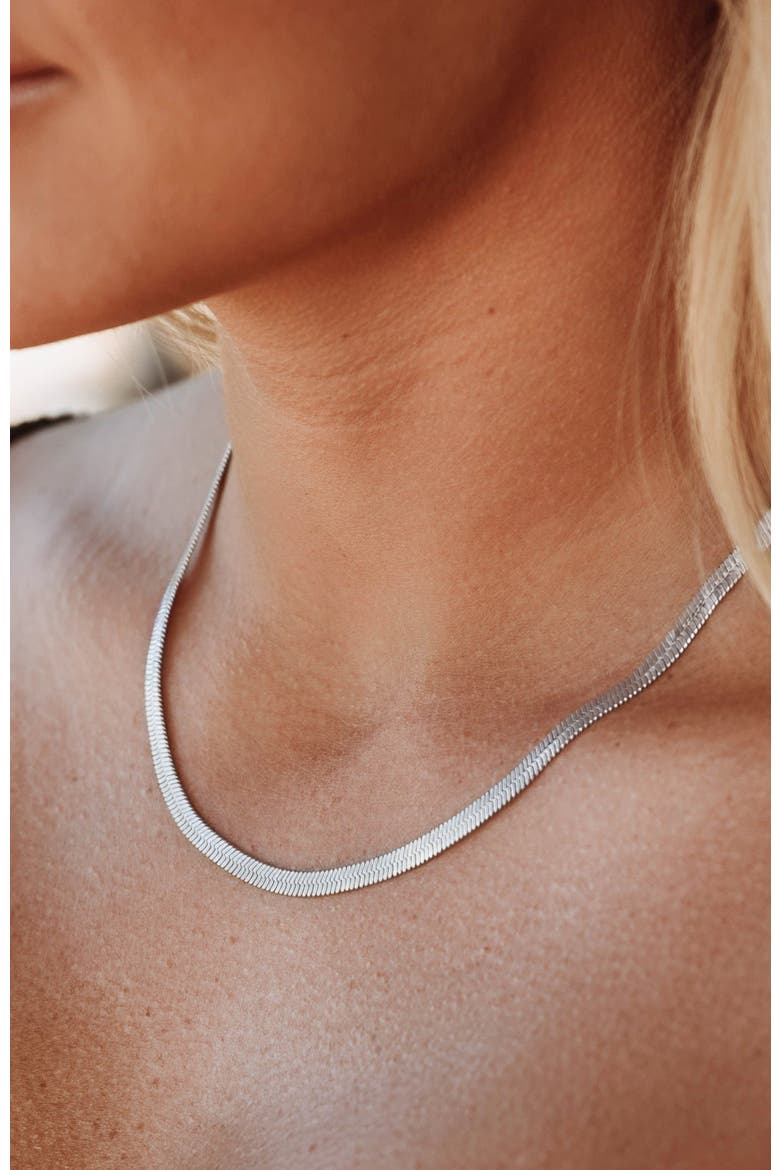 Kauai Herringbone Choker, Alternate, color, Silver