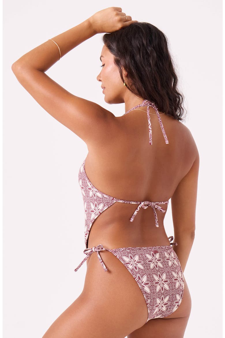 Batik Bloom Halter One-Piece Swimsuit, Alternate, color, PORT