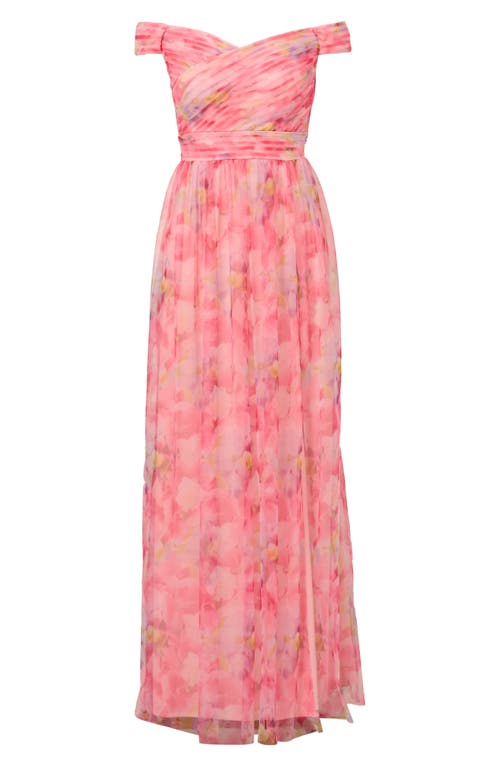 ADRIANNA PAPELL ADRIANNA PAPELL SWEETPEA OFF THE SHOULDER TULLE GOWN 