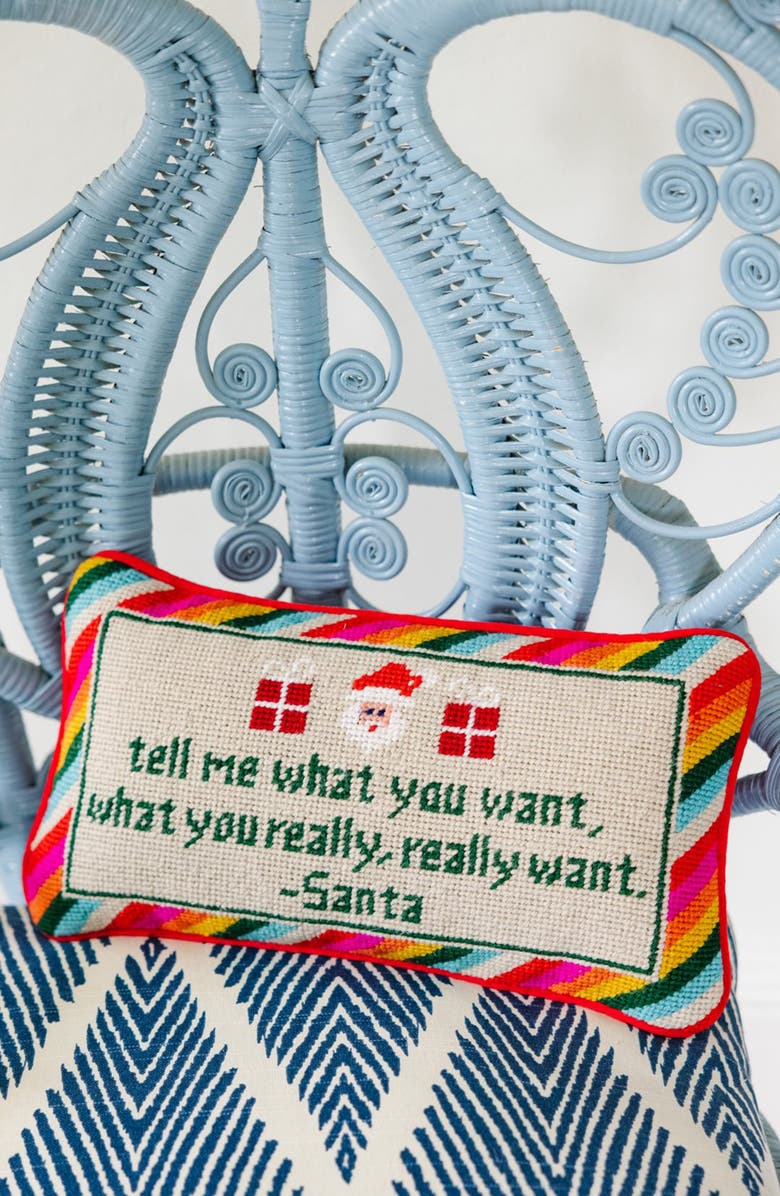 Furbish Tell Me What You Want Needlepoint Pillow, Alternate, color, Red