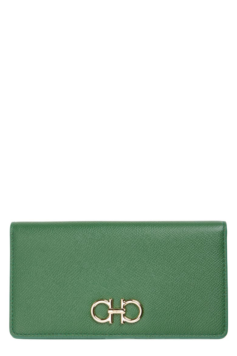 Gancini Leather Continental Wallet, Main, color, FOREST GREEN