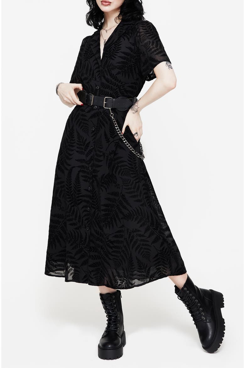 Lunafern Fern Midi Shirt Dress, Main, color, Black