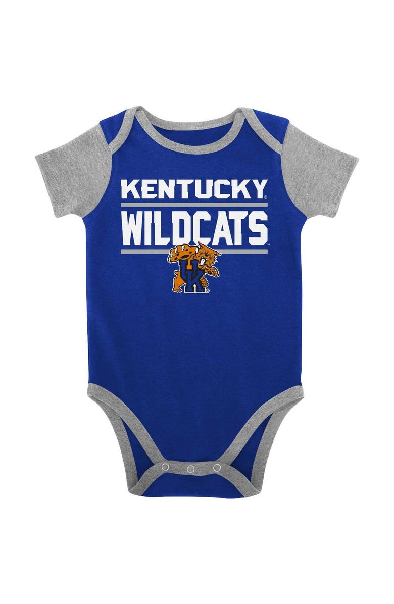 Outerstuff Newborn & Infant Royal Kentucky Wildcats Home Field Advantage Three-Piece Bodysuit, Bib & Booties Set, Alternate, color,