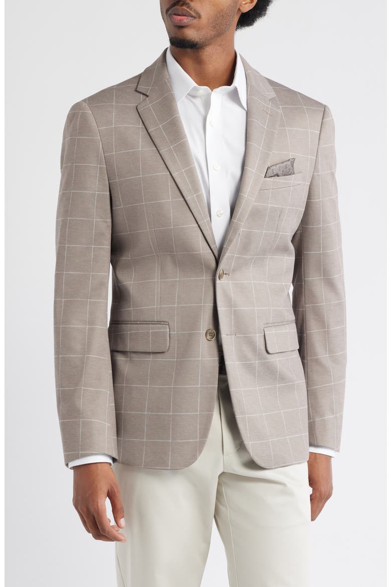 Tan Windowpane Check Knit Sport Coat, Alternate, color, TAN