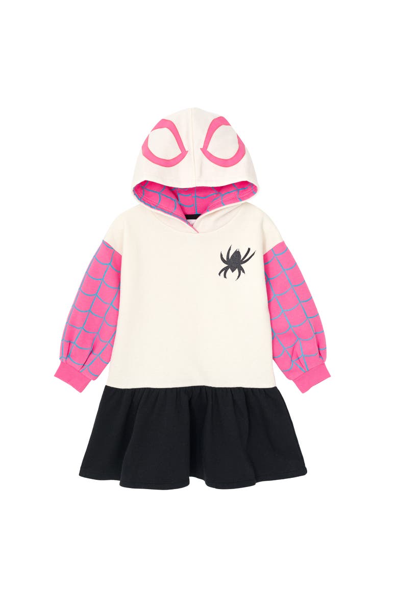 Spider-Verse Cosplay Fleece Hooded Dress, Main, color, Ghost Spider Pink