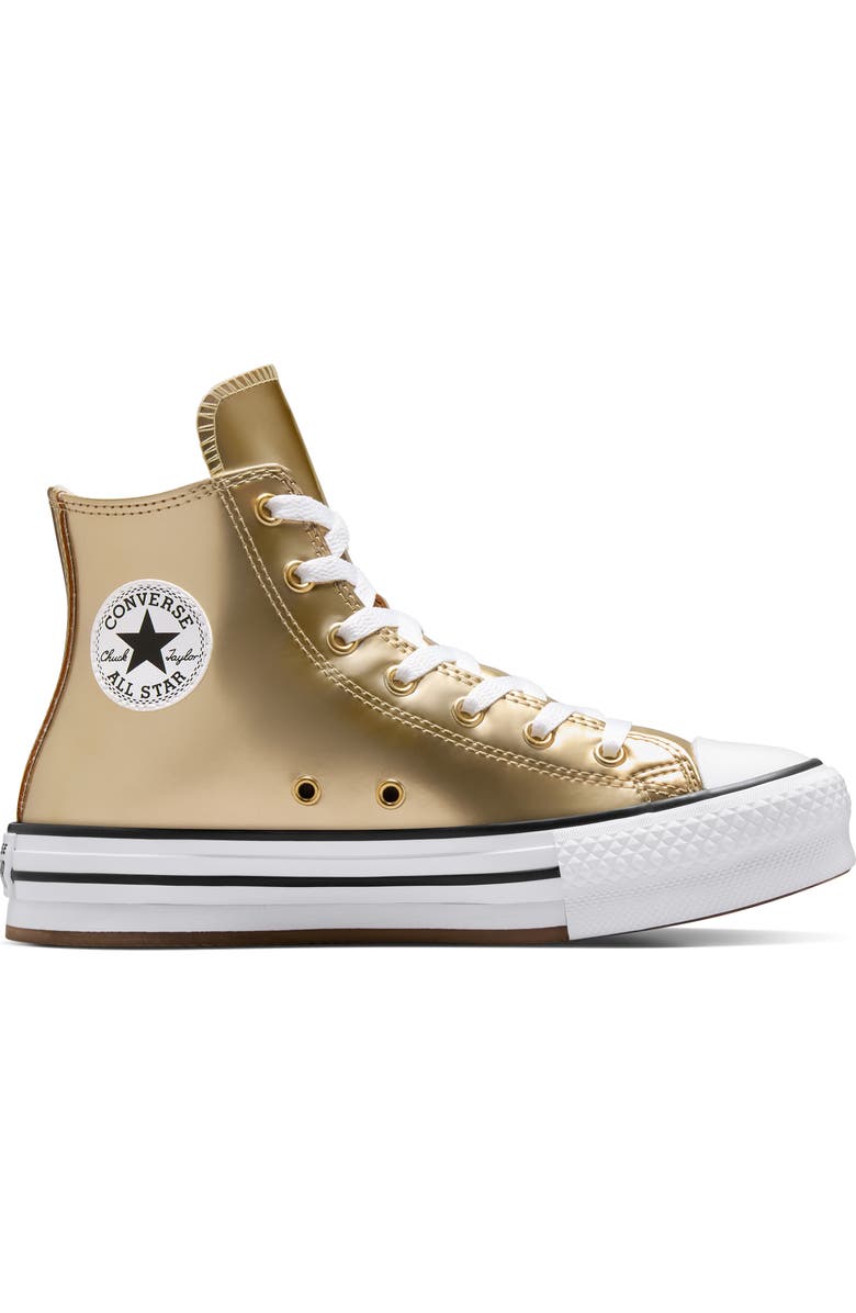 Converse Kids' Chuck Taylor<sup>®</sup> All Star<sup>®</sup> Lift High Top Sneaker, Alternate, color, Metallic Gold/ White/ Ivory